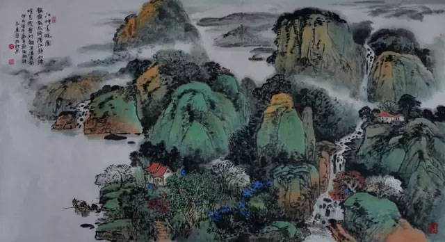 江畔春晓图180x90cm