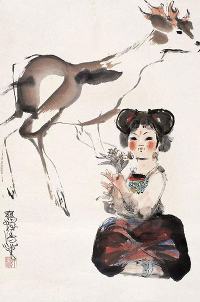 程十发笔下的最美少女，俏丽可爱