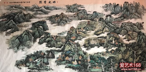 衣惠春山水画作品之274——《佛光普照》240x120cm