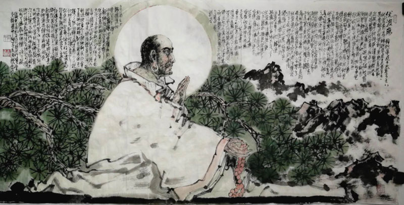 赫兴中人物画作品——释迦摩尼十大弟子